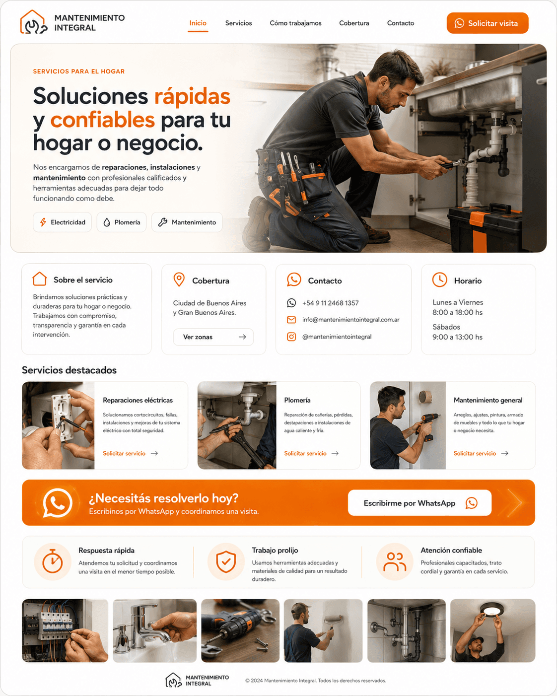 Ejemplo de landing para Mantenimiento Integral